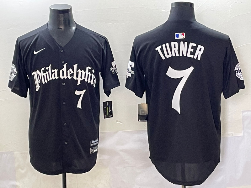 Men's Philadelphia Phillies Trea Turner #7 Black Jersey